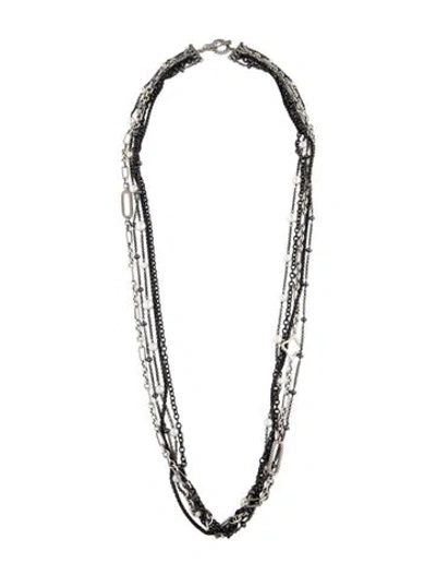 Pre-owned David Yurman Pearl & Hematine Station Multistrand Necklace, .5" In Multicolor