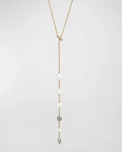 David Yurman Pearl And Pave Necklace In 18k Gold With Diamonds, 28"l In 60 Multi-colored