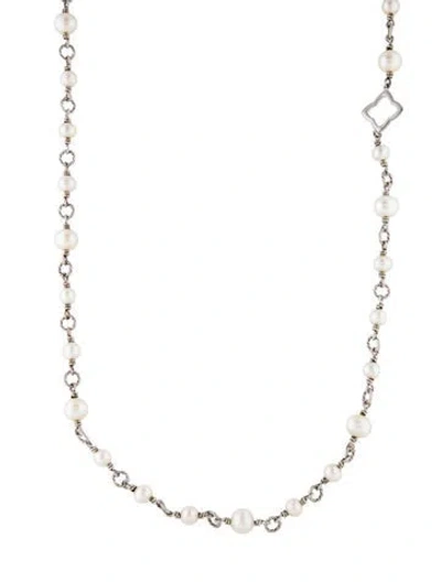 Pre-owned David Yurman Pearl Bead Station Necklace, 40" In Multi