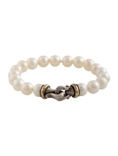 Pre-owned David Yurman Pearl Buckle Bracelet, 6.75" In Multicolor