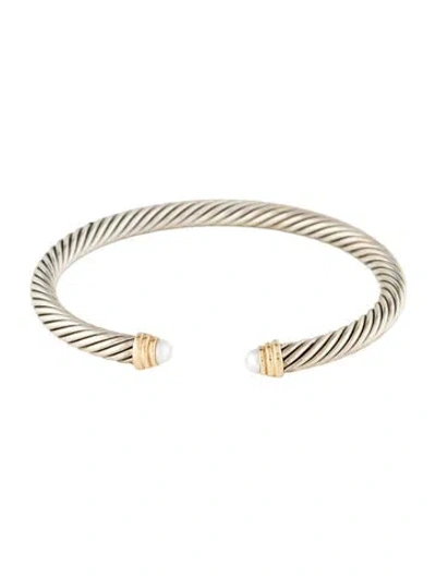 Pre-owned David Yurman Pearl Cable Classic Cuff, 6.5" In Multi