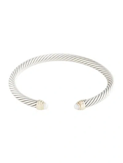 Pre-owned David Yurman Pearl Cable Classic Cuff, 6.75" In Multi