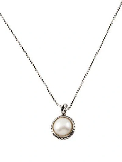 Pre-owned David Yurman Pearl Cable Pendant Necklace, 19.5" In Multi