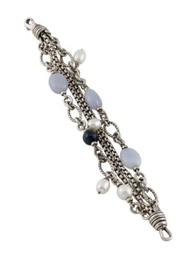 Pre-owned David Yurman Pearl, Chalcedony & Sodalite Multistrand Bracelet