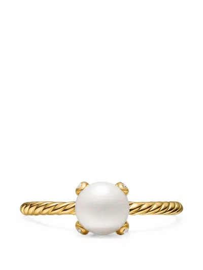 David Yurman Pearl Classics Pearl And Diamond Ring In Gold