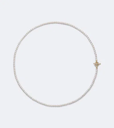David Yurman Pearl Classics Petite 18kt Gold Necklace With Freshwater Pearls And Diamonds