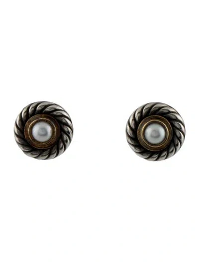 Pre-owned David Yurman Pearl Cookie Studs In Multi