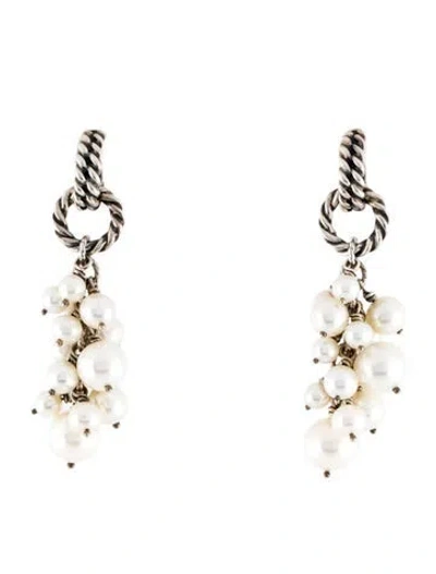 Pre-owned David Yurman Pearl Copella Drop Earrings In Multi