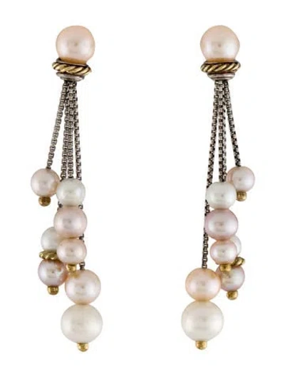 Pre-owned David Yurman Pearl Drop Chandelier Earrings In Multi