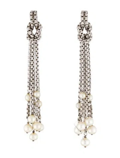 Pre-owned David Yurman Pearl Drop Earrings In Multi