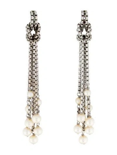 Pre-owned David Yurman Pearl Drop Earrings In Multi