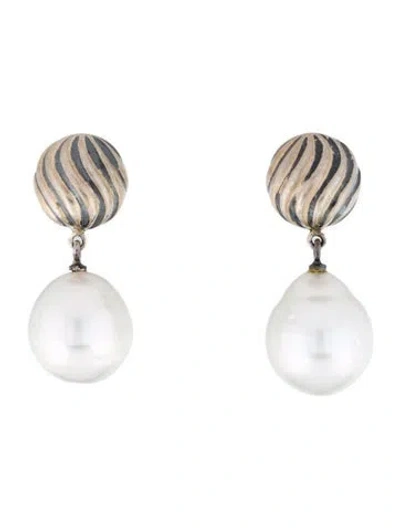 Pre-owned David Yurman Pearl Elements Drop Earrings In Multi