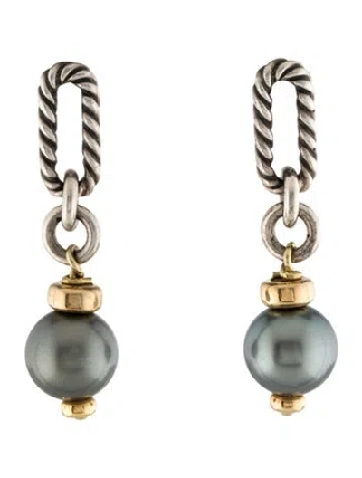 Pre-owned David Yurman Pearl Figaro Drop Earrings In Multi