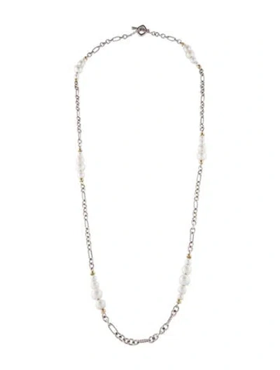 Pre-owned David Yurman Pearl Figaro Station Necklace, 31.5" In Multi