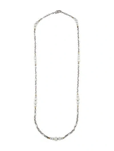 Pre-owned David Yurman Pearl Figaro Station Necklace, 35.5" In Multi