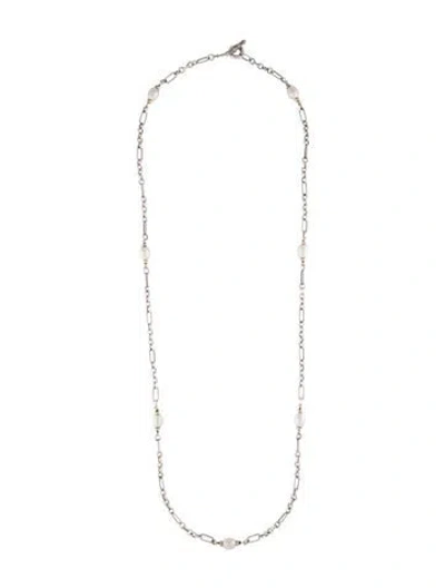 Pre-owned David Yurman Pearl Figaro Station Necklace, 36" In Multi