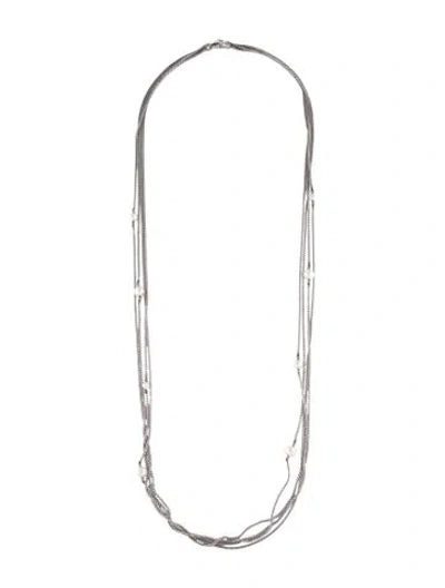 Pre-owned David Yurman Pearl Four-row Chain Necklace, .25" In Multi