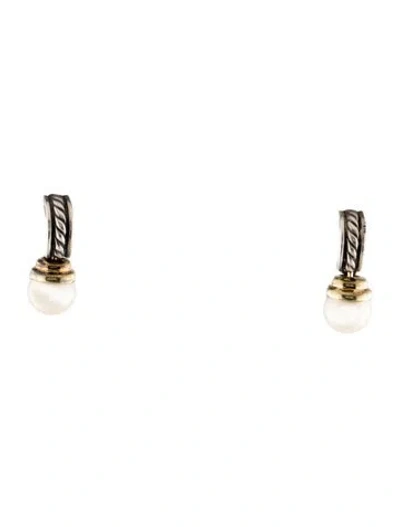 Pre-owned David Yurman Pearl Hampton Cable Drop Earrings In Multi