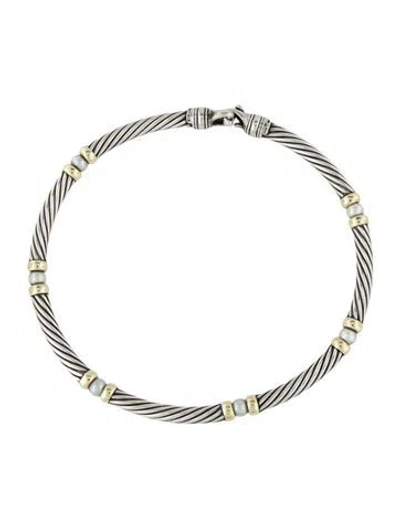 Pre-owned David Yurman Pearl Hampton Collar Necklace, 15" In Multi