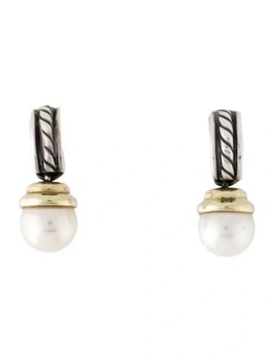 Pre-owned David Yurman Pearl Hampton Drop Earrings In Multi