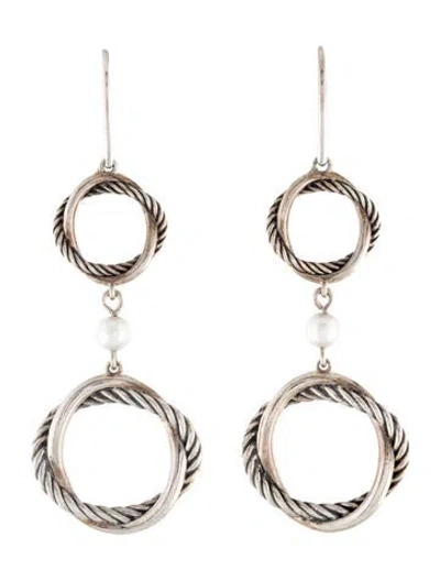 Pre-owned David Yurman Pearl Infinity Double-drop Earrings In Multi