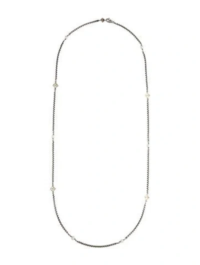 Pre-owned David Yurman Pearl Logo Station Necklace, 31.25" In Multi