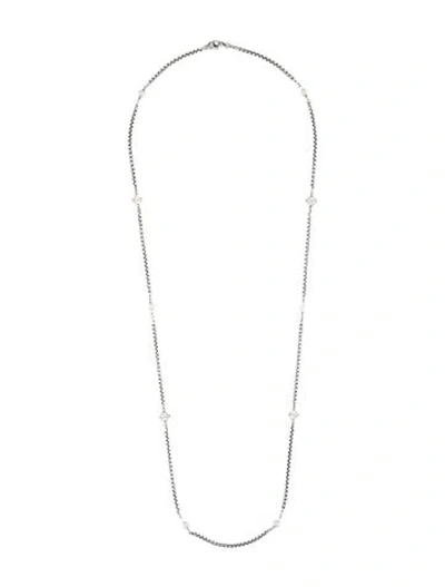 Pre-owned David Yurman Pearl Logo Station Necklace, 32" In Multi
