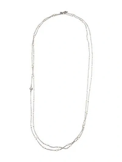 Pre-owned David Yurman Pearl Logo Station Necklace, 60" In Multi