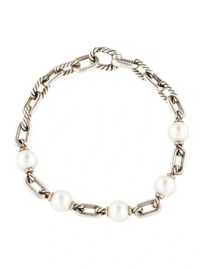 Pre-owned David Yurman Pearl Madison Chain Bracelet, 6.25" In Multi