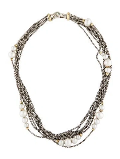 Pre-owned David Yurman Pearl Multi-strand Station Necklace, 15.5"