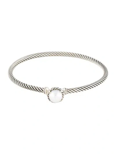 Pre-owned David Yurman Pearl Petite Chatelaine Bangle Bracelet, 7" In Multi