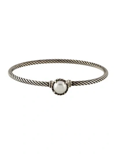 Pre-owned David Yurman Pearl Petite Chatelaine Bracelet, 6.5" In Multicolor