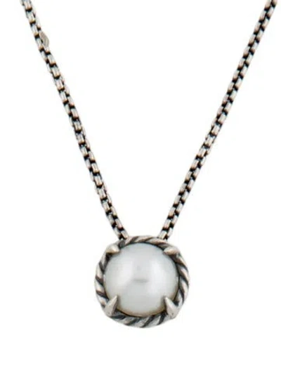 Pre-owned David Yurman Pearl Petite Chatelaine Pendant Necklace, 17.25" In Multi