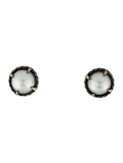 Pre-owned David Yurman Pearl Petite Chatelaine Stud Earrings In Multi