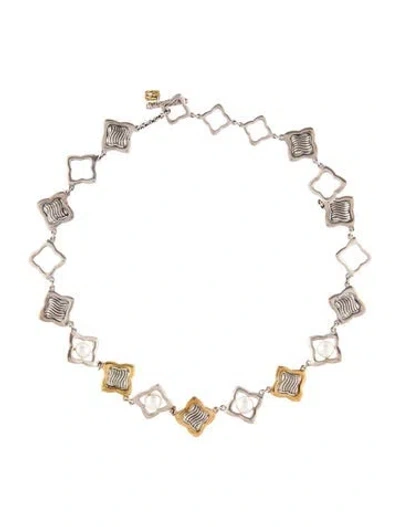 Pre-owned David Yurman Pearl Quatrefoil Station Necklace, 16.5" In Multi