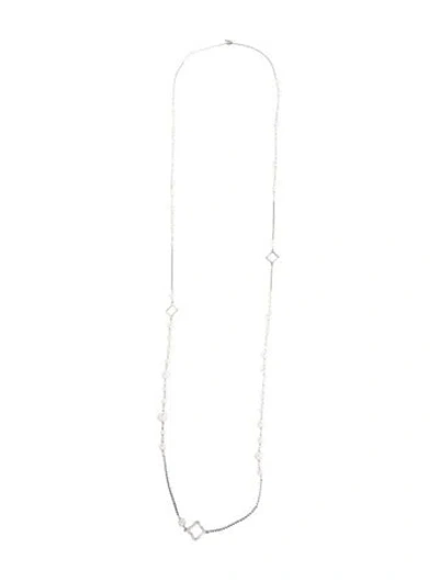 Pre-owned David Yurman Pearl Quatrefoil Station Necklace, 47" In Multi