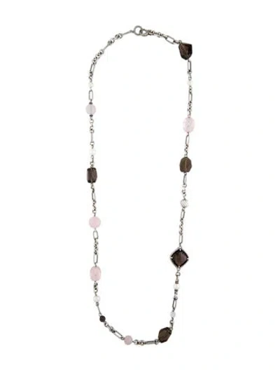 Pre-owned David Yurman Pearl, Rose Quartz & Smoky Quartz Bijoux Bead Necklace, 39.25" In Multi