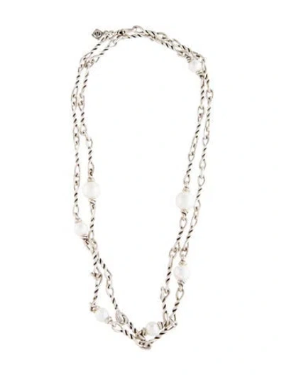 Pre-owned David Yurman Pearl Station Necklace, 36" In Multicolor