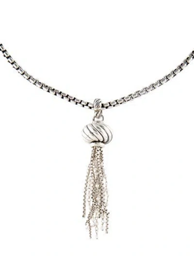 Pre-owned David Yurman Pearl Tassel Pendant Necklace, 24.25" In Multi