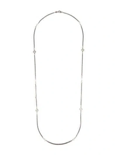 Pre-owned David Yurman Pearl Two-tone Station Necklace, 32" In Multi