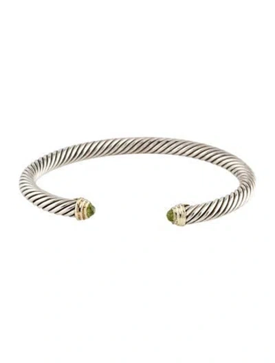 Pre-owned David Yurman Peridot Classic Cable Bracelet, 6.5" In Multi