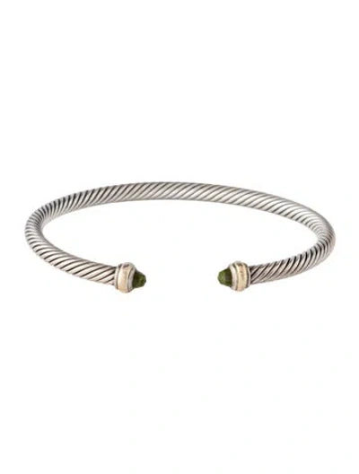 Pre-owned David Yurman Peridot Classic Cable Bracelet, 7" In Multicolor