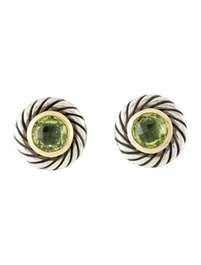 Pre-owned David Yurman Peridot Color Classic Cookie Stud Earrings In Multi