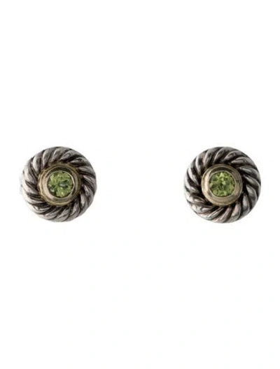 Pre-owned David Yurman Peridot Color Classic Cookie Stud Earrings In Multi