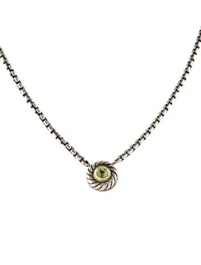 Pre-owned David Yurman Peridot Color Classic Pendant Necklace, 16" In Multi