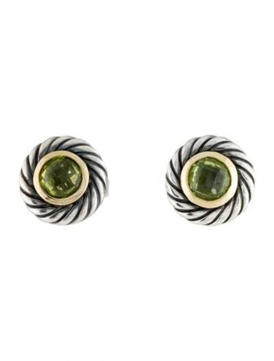 Pre-owned David Yurman Peridot Color Classics Stud Earrings In Multi