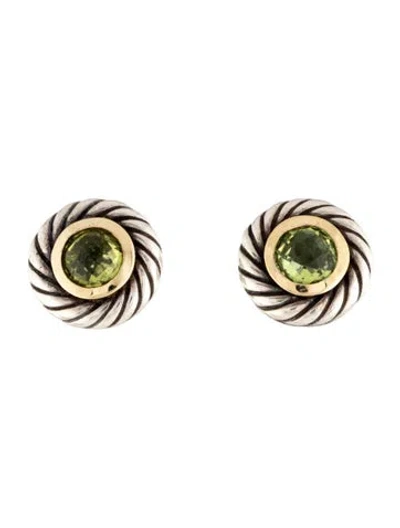 Pre-owned David Yurman Peridot Color Classics Stud Earrings In Multicolor