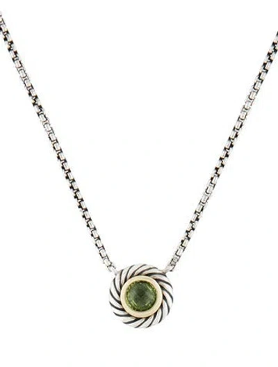 Pre-owned David Yurman Peridot Cookie Pendant Necklace, 16" In Multi