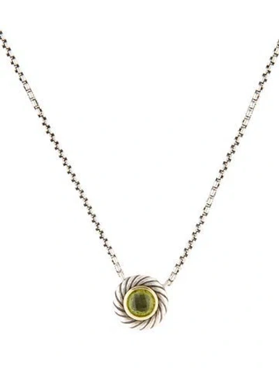 Pre-owned David Yurman Peridot Cookie Pendant Necklace, 16" In Multi
