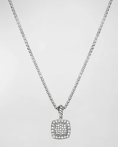 David Yurman Petite Albion Pendant With Diamonds On Chain In White/silver
